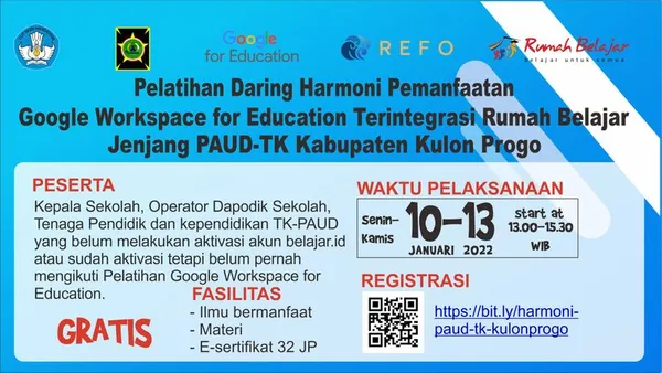 Pelatihan Pemanfaatan Akun Pembelajaran Terintegrasi Rumah belajar jenjang PAUD Kulon Progo