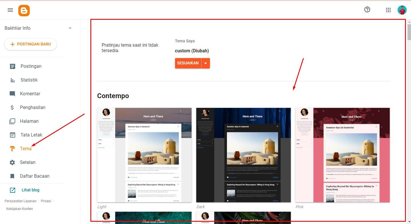 mengatur tampilan blog