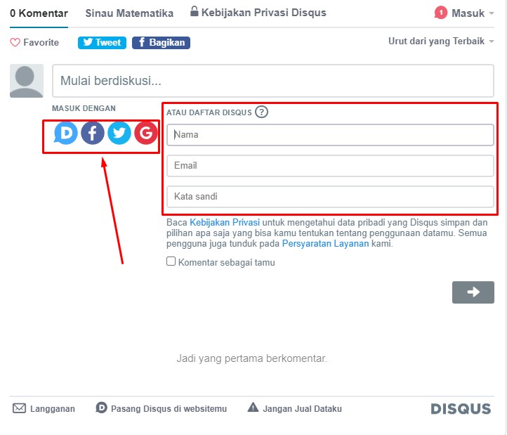 komentar dengan akun