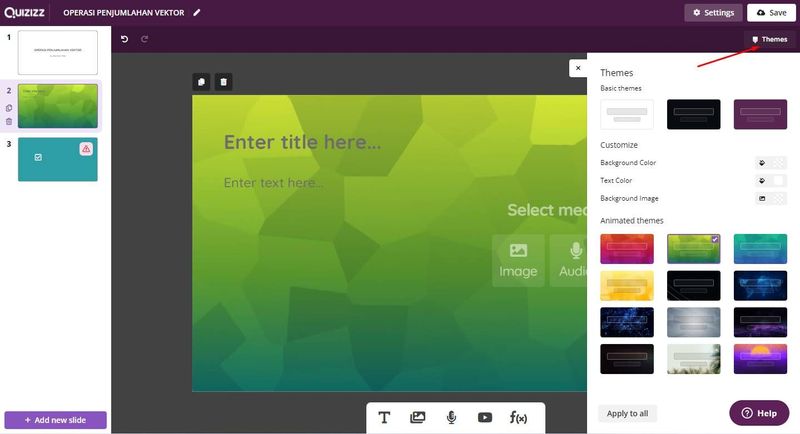 mengganti tema slide quizizz