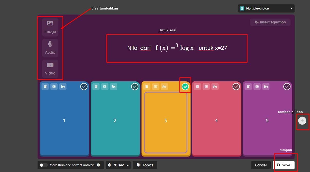 masukkan soal dan jawaban