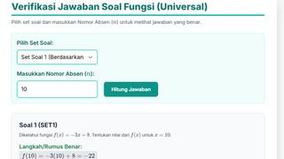 Soal Penilaian Fungsi: Komposisi & Invers (Interaktif)

